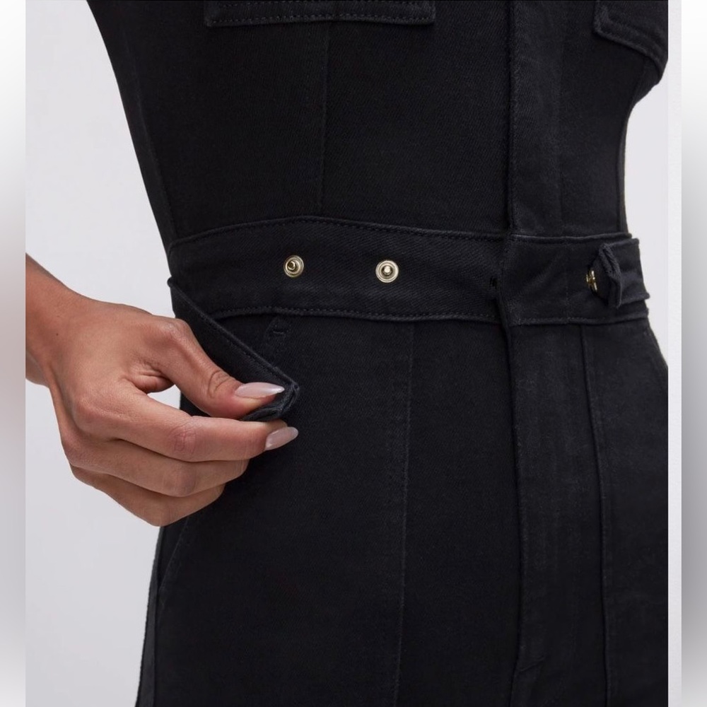 GOOD AMERICAN Black Belted Fit for Success Streetwear Jumpsuit - Size L - Picture 9 of 10